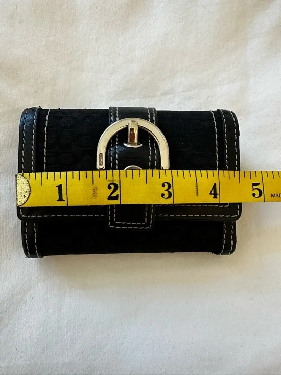 Coach Soho Black Signature Mini Trifold Canvas Wallet - Picture 7 of 9